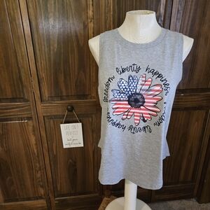 Gray Sleeveless Women's Top with Graphic Design